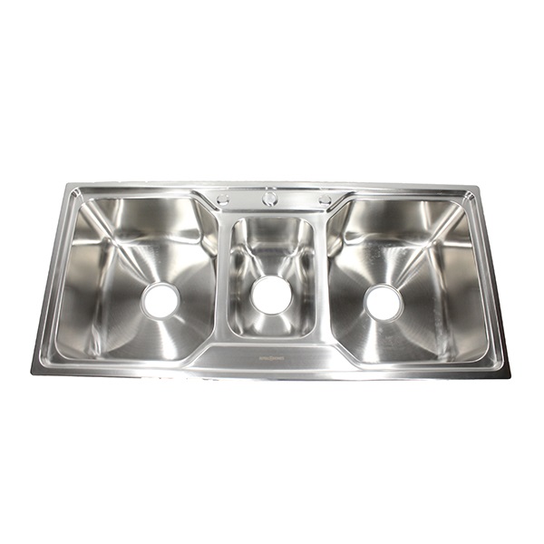 Roya Homes Stainless Steel Triple Bowl kitchen Sink-42"X19.5"X9.5"