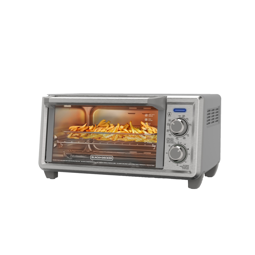 Black &amp; Decker 4-Slice Air Fryer Toaster Oven, Stainless Steel - Dark Grey