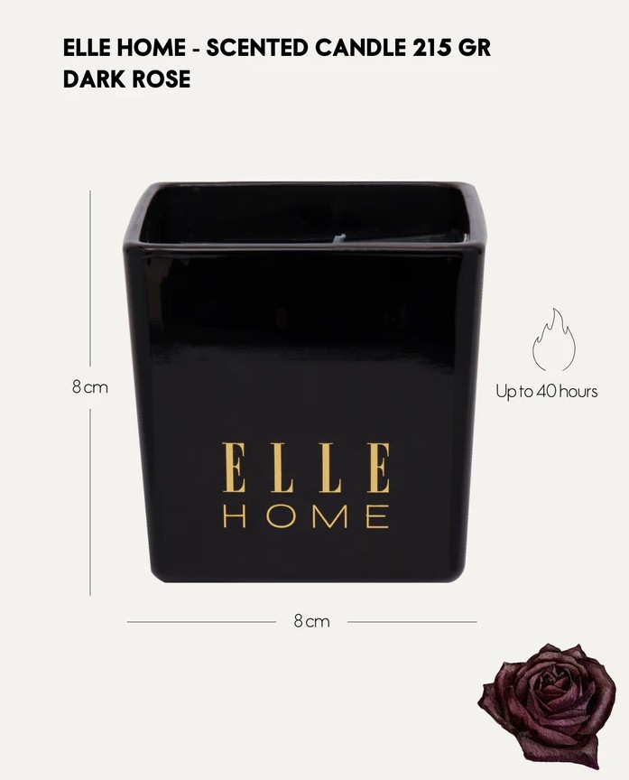 Elle Home Dark Rose Vanilla Scented Candle
