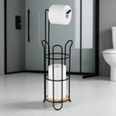 Royal Homes Freestanding Toilet Paper Holder With Bamboo Base, Black