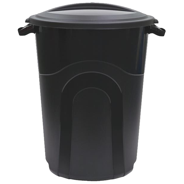 United Solutions Rough &amp; Rugged Trash Can with Lid 32 Gal. Black