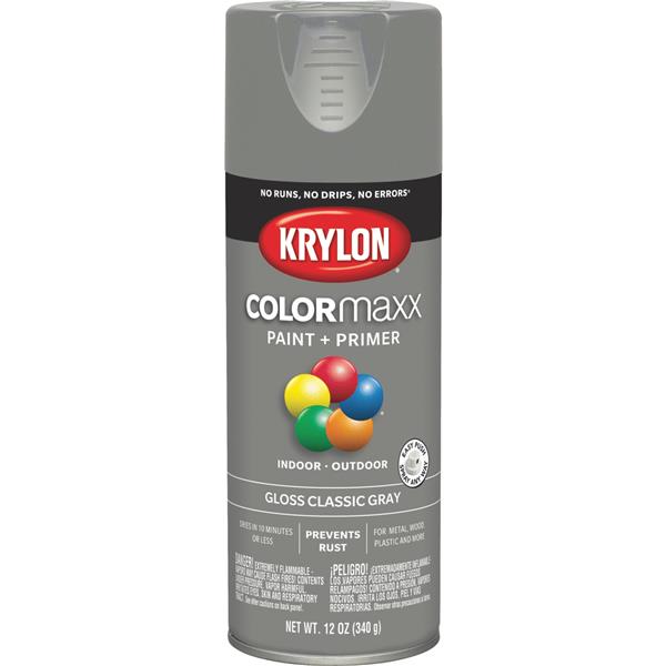 ****Krylon Colormaxx Gloss Spray Paint &amp; Primer, Classic Gray