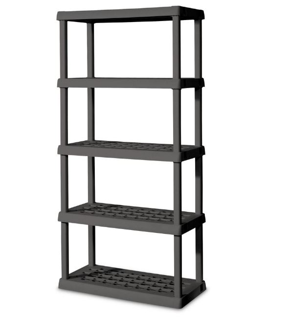 Sterilite 5-Tier Shelving Unit 75.25 x 36 x 18 In. Flat Grey