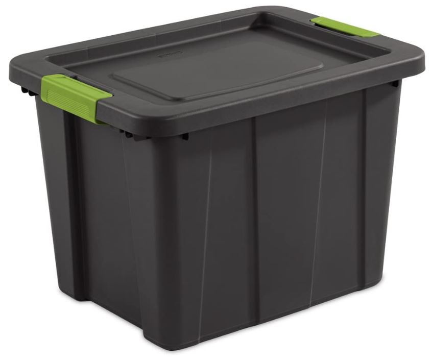 Sterilite Tuff Tote 18 Gal. Grey with Green Latches