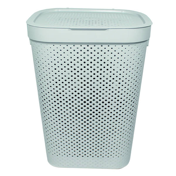 Duramade Laundry Hamper Plastic 44x34x53cm Grey/ White