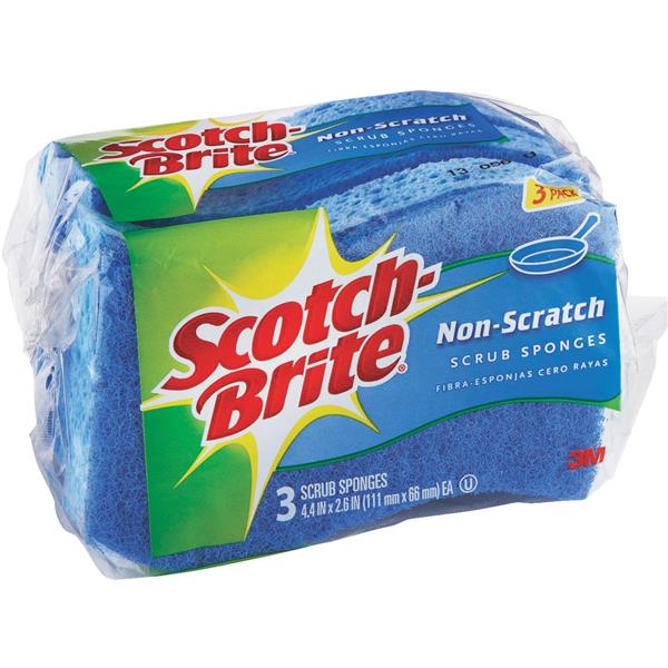 ****Scotch-Brite Zero Scratch Scrub Sponge, 4.4 In. x 2.6 In. x 0.7 In. Blue 3-Count