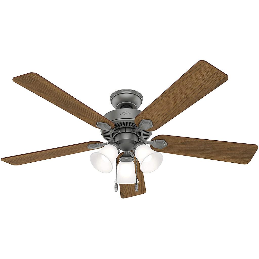 Hunter Ceiling Fan Swanson 52 In., Matte Silver. (C.F.M - 2396)