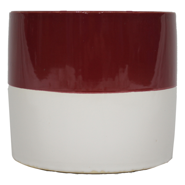 ****Classy Homes Ceramic Plant Pots Striped White / Mauve S