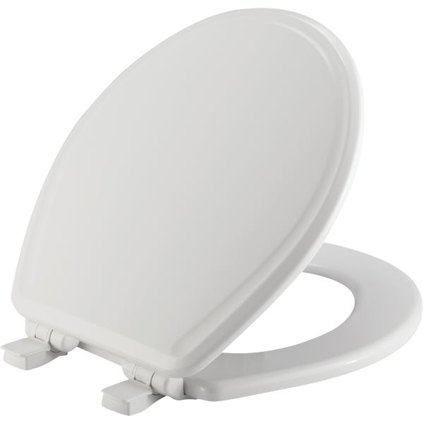 Mayfair Kendall Round Toilet Seat Closed Front WhisperClose Enamel Wood, White