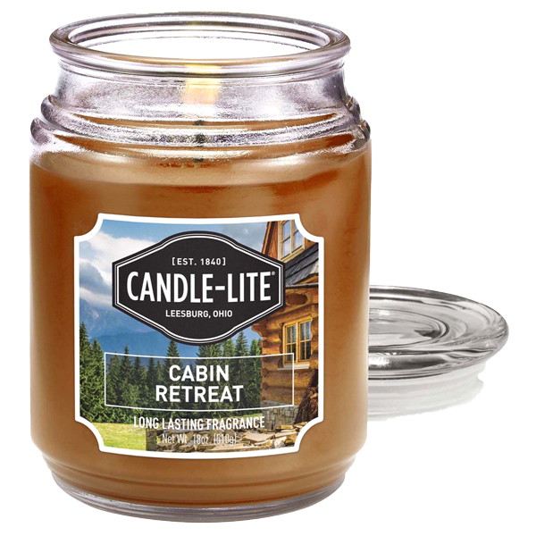 ****Candle-Lite Everyday 18 Oz. Glass Jar Candle - Cabin Retreat/ Mahogany Woods