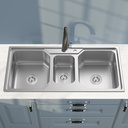 Royal Homes Top-mount Triple Bowl Kitchen Sink 42x19.5x9.5 In. Stainless Steel