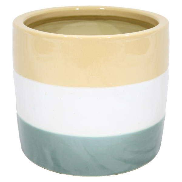 ****Classy Homes Ceramic Plant Pots Striped Multicolor M