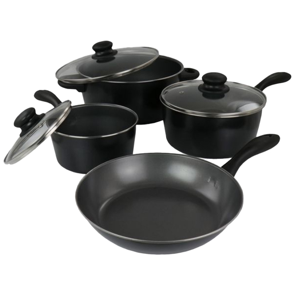 Gibson Home Armada 7pc Cookware Set, Black Non-stick Steel