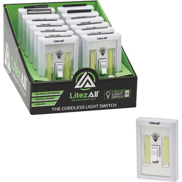 LitezAll COB LED Wireless Light Switch 200 Lm. White