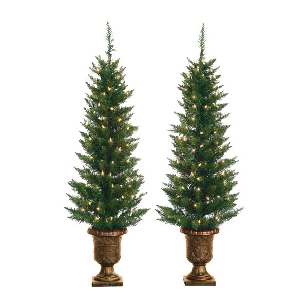 ****Gerson 4 Ft. Potted Cedar Pine 2set 100-Bulb Clear Incandescent Prelit Artificial Christmas Tree