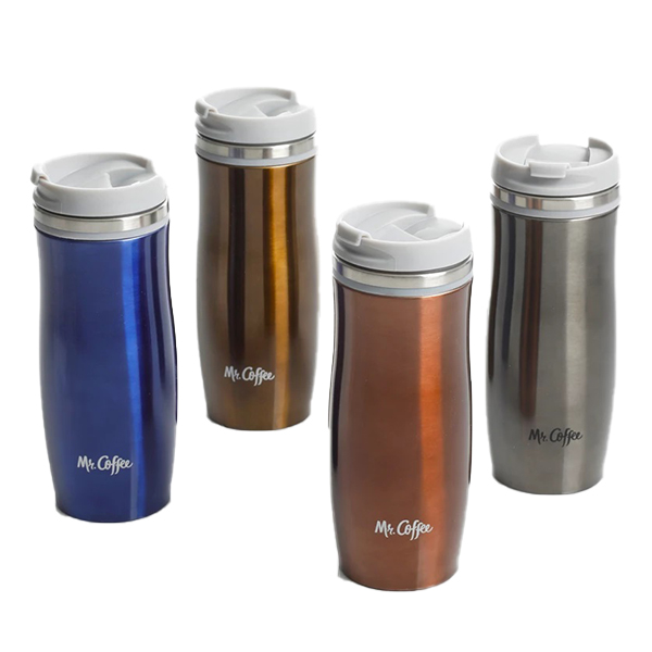 Mr. Coffee Kendrick Thermal Tumbler with Lid 12.5oz - Double Wall - Vacuum Sealed - Assorted Colours