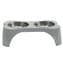 Gibson Home Bow Wow Meow 3pc Pet Bowl, Grey