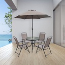 Mobel Outdoor Dining Set, Four Chairs with Umbrella