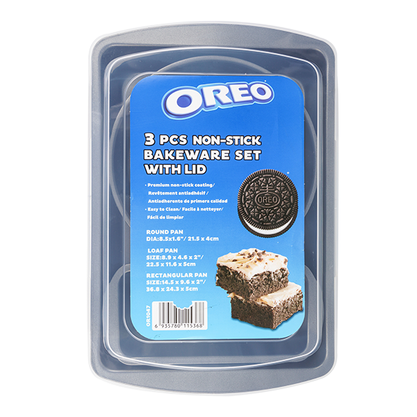 ****Oreo 3pc Bakeware Set with Plastic Lid
