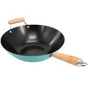 Martha Stewart Everyday Clarkston Wok 14 In. Non-Stick Teal/ Black