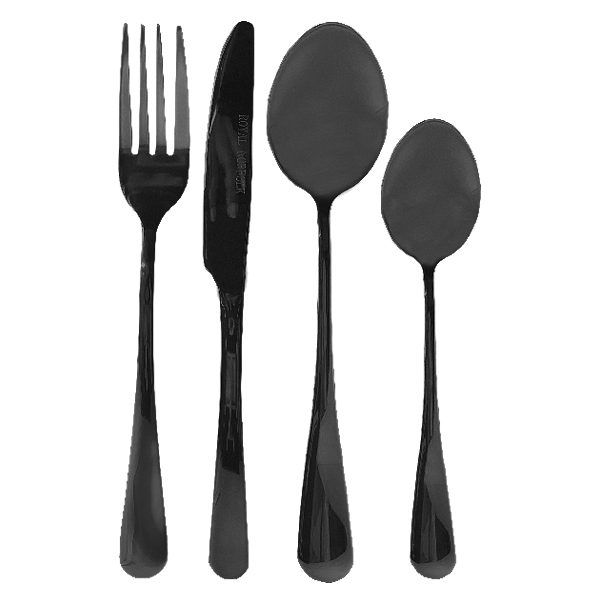 Royal Norfolk 16pc Cutlery Set, Black