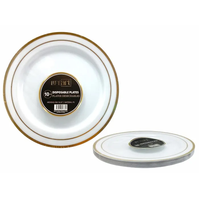 Life Art Disposable Plates - Set of 10 - White