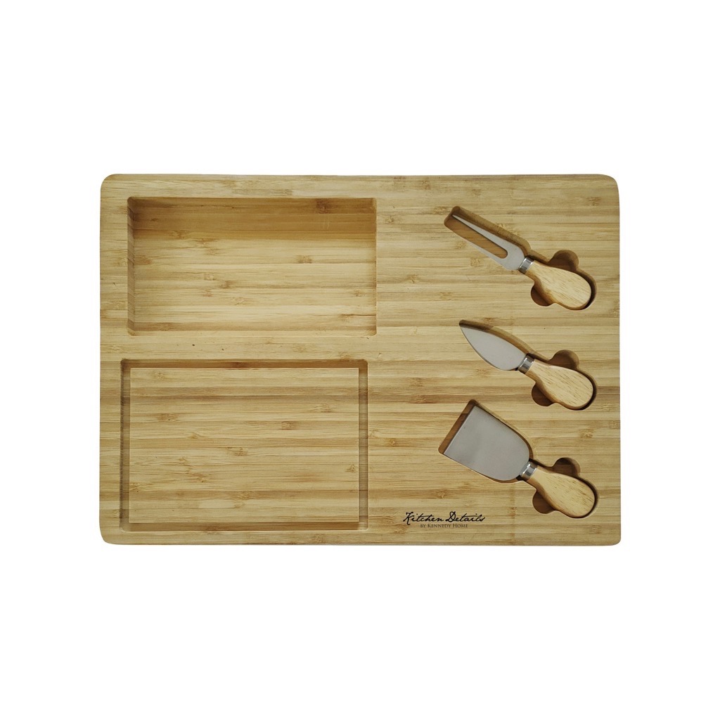 ****Kennedy Home Collection Bamboo Cheese Board Set