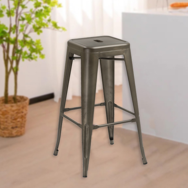 Mobel Iron Bar Stool, Silver
