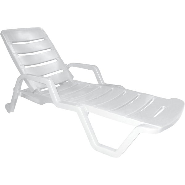 Adams Resin Adjustable Chaise Lounge, White