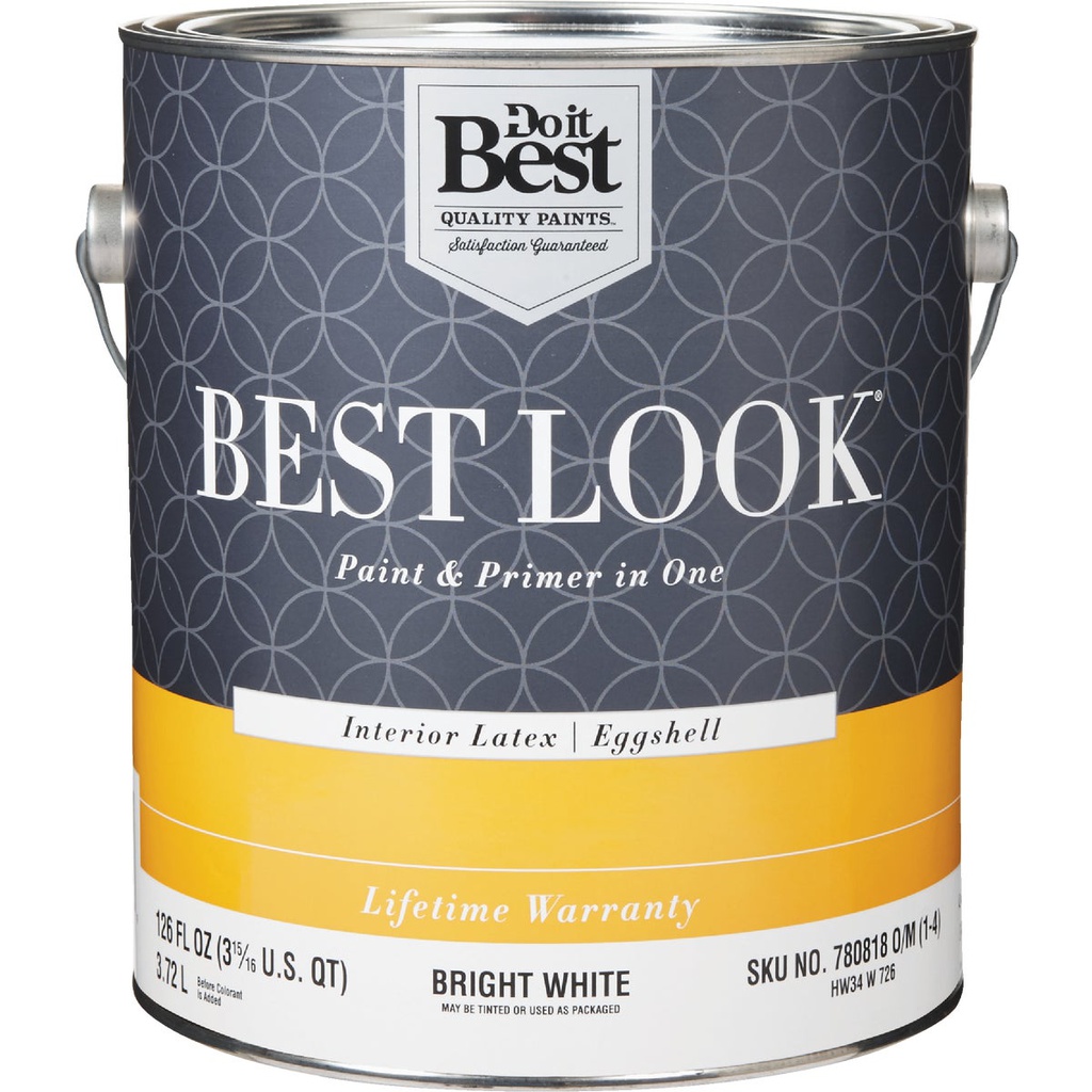 ****Best Look Latex Premium Paint &amp; Primer In One Eggshell Interior Wall Paint, Bright White, 1 Gal.