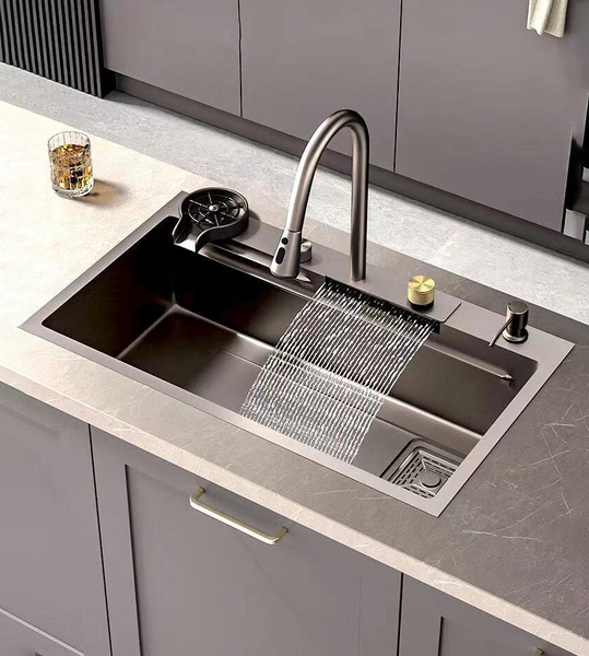 Royal Homes Top-mount Kitchen Sink 30.7 x 17.7 x 9 In. 304 Stainless Steel, Black Finish