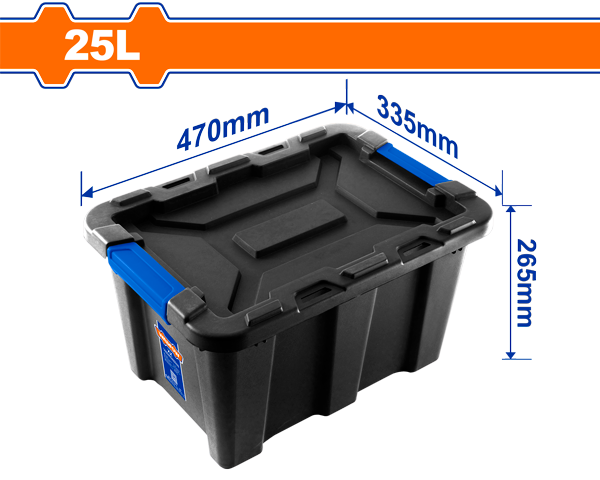 Wadfow 25L Plastic Storage Tote 18.5 x 13 x 10.5 In.