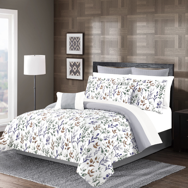 Forrest Lake Holden 11pc Queen Comforter Set, Light Grey