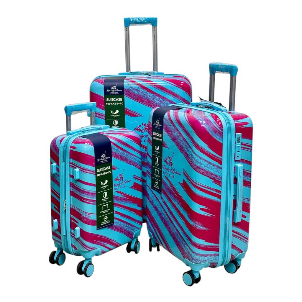 Royal County of Berkshire 3pc Luggage Set 20/ 24/ 28 In. Blue/ Pink