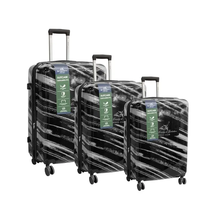 Royal County of Berkshire 3pc Luggage Set 20/ 24/ 28 In. Black/ Grey