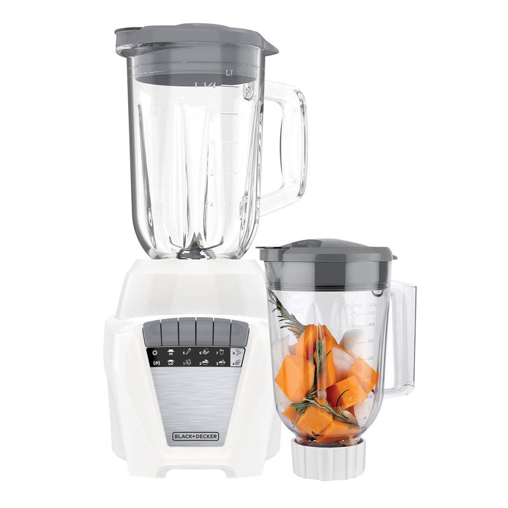 Black &amp; Decker 8-Speed Blender Glass and Plastic Jar, White