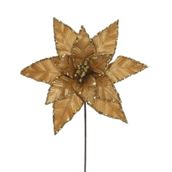 ****Miro Christmas Poinsettia Stem 50cm Gold-BM