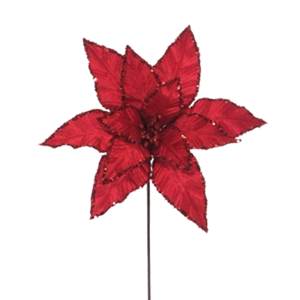 Miro Christmas Poinsettia Stem 50cm, Red