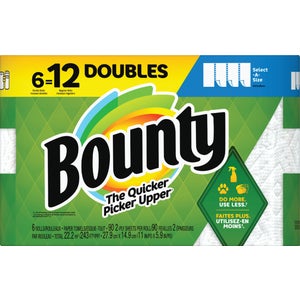 Bounty Select-A-Size Paper Towels, 6 Double Rolls, 82 Sheets Per Roll