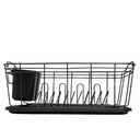 Life Art Dish Rack with Plastic Draining Tray, Black/ Champagne