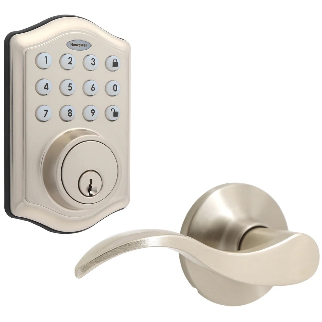 Honeywell Digital Deadbolt and Lever with Electronic Keypad, Satin Nickel