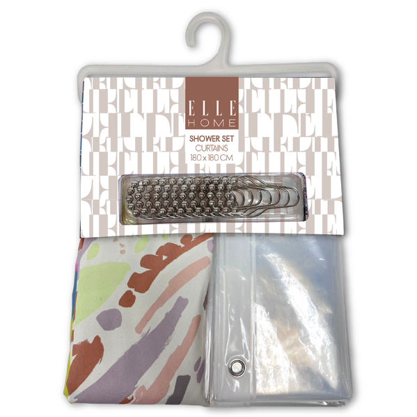 Elle Home 14pc Shower Curtain/ Liner Set with Hooks