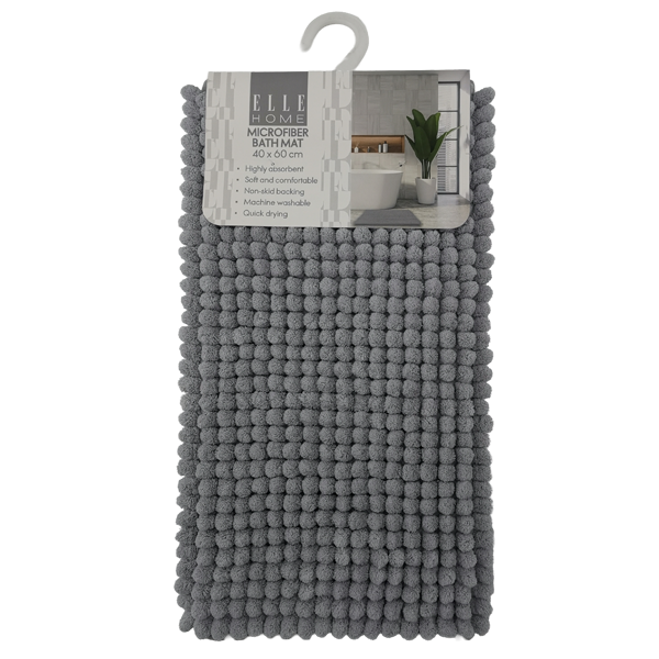 Elle Home Microfiber Bath Mat, Grey