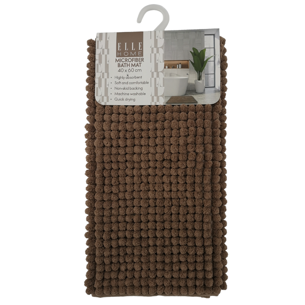 Elle Home Microfiber Bath Mat, Brown