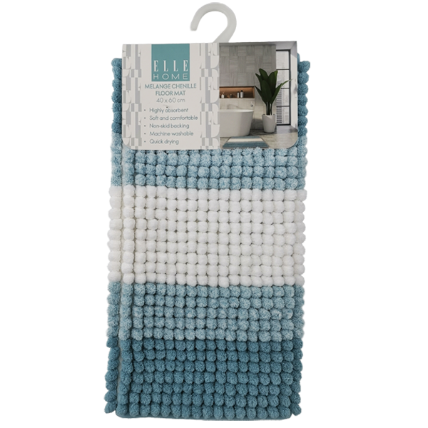 Elle Home Microfiber Bath Mat, Blue
