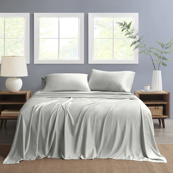 Nautica Full Sheet Set Solid 4pc Light Grey
