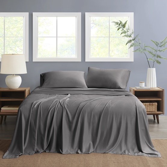 Nautica Full Sheet Set Solid 4pc Dark Grey