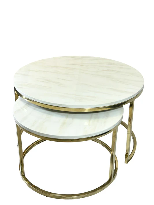 Mobel Accent Tables 2pc Set, Gold