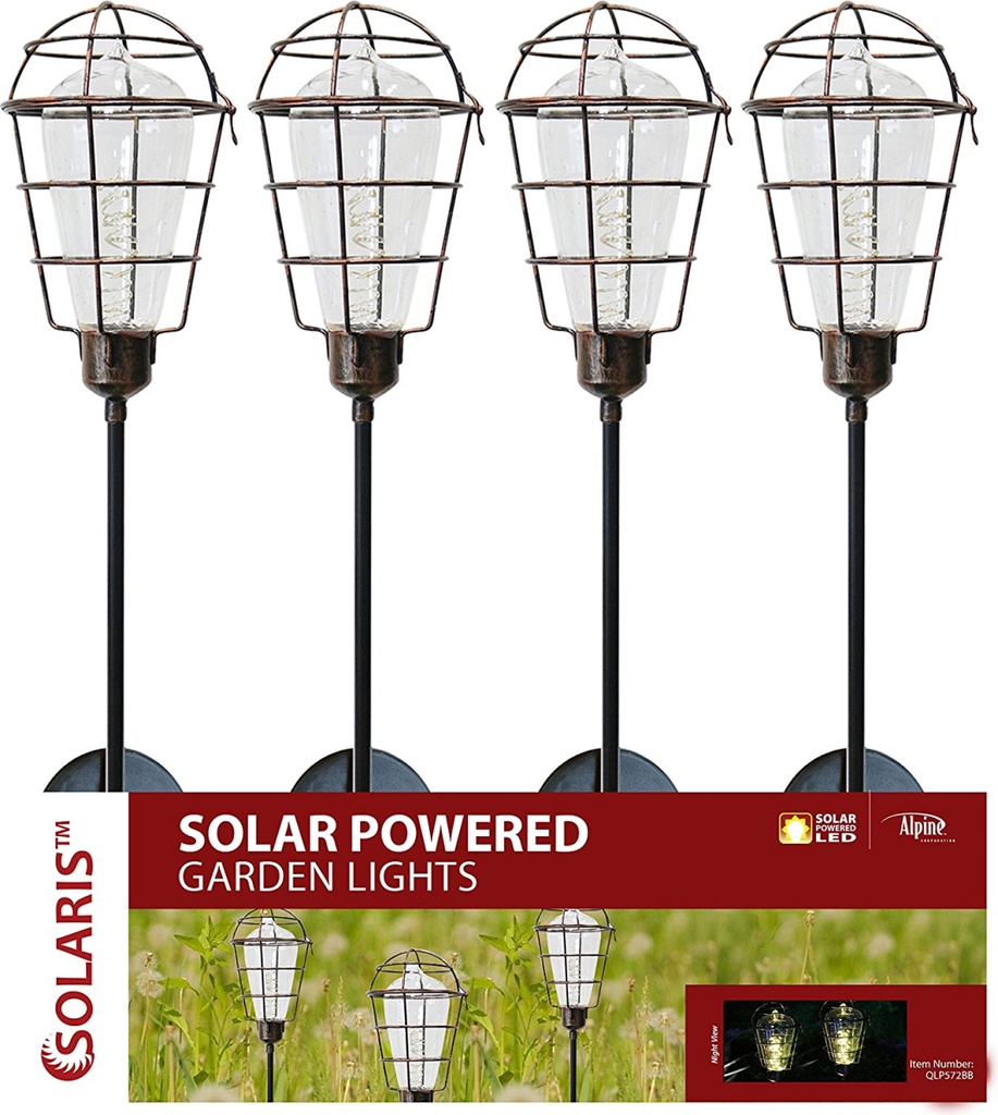 ****Solaris Solar Stake Light Metal Cage Edison-Style 35 In. H.