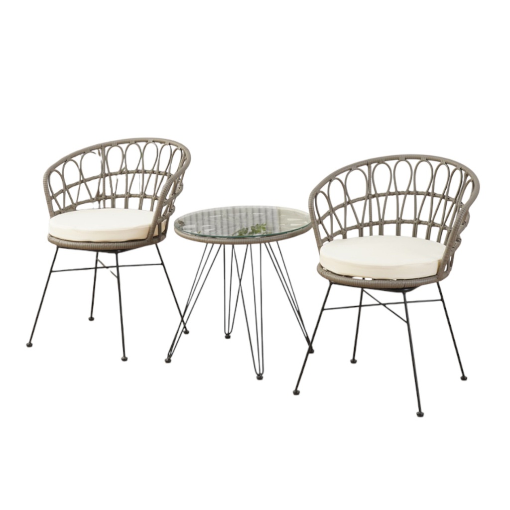 Ideal Furniture Rattan Patio Set, Grey